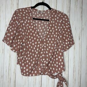 Abercrombie & Fitch Brown Polka Dot Blouse